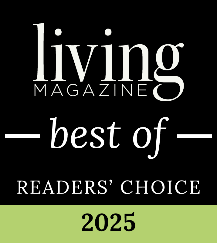 Living Magazine Best of Readers’ Choice 2025 award badge on a black background.