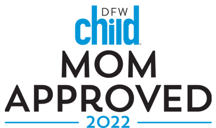 DFW Child Mom Approved 2022 badge recognizing family-approved services.