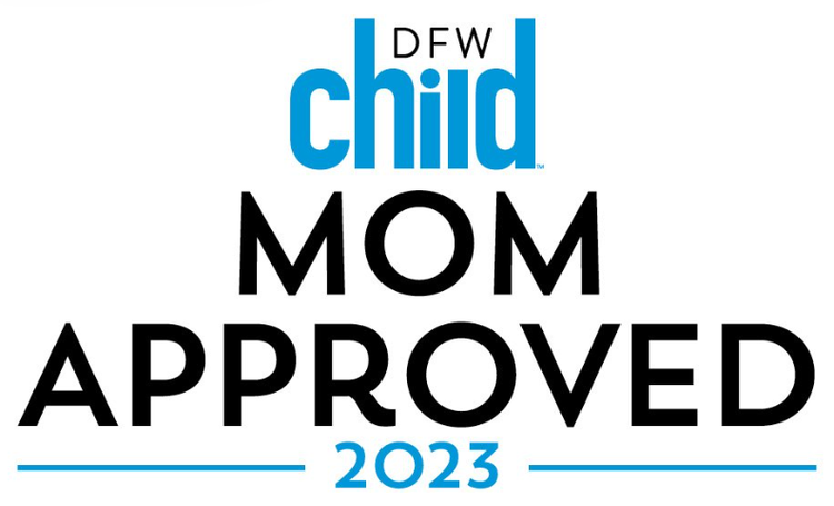 DFW Child Mom Approved 2023 badge recognizing family-approved services.