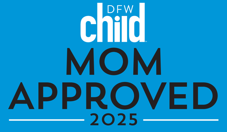 DFW Child Mom Approved 2025 badge recognizing trusted family services.